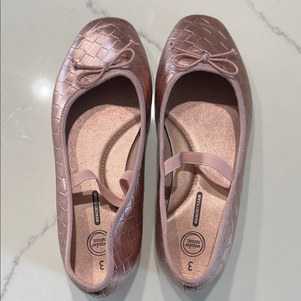 Wonder Nation Metallic Pink Ballet Flats